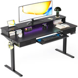 Electric Standing Desk with Keyboard Tray, 63x24 Inches Height Adjustable Stand up Desk with 2 Drawers