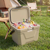 COSTWAY 21 QT Insulated Portable Cooler, Hard Shell Ice Chest w/ 2 Cup Holders, Bottle Opener, Drain Plug, 3-Day Ice Retention, Outdoor Leak-Proof Dry Box for Beach, Camping, Fishing, Picnic, Tan