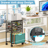 Sbanmao 4 Drawers Rolling File Cart, Under Desk Mobile Filing Cabinet with Wheels, File Cabinets, Black