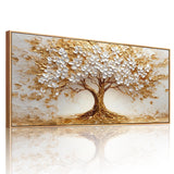 SERIMINO Framed Tree of Life Wall Art, Golden Tree Canvas Prints 32x71Inch