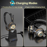 Earbay 5.3 Bluetooth Headset with USB Dongle & Noise Canceling Mic, Wireless Headset with Mic for Work, 50Hrs Playtime Wireless Headphones with Charge Dock & Mic Mute, for PC/Laptop/Phone/Teams/Zoom