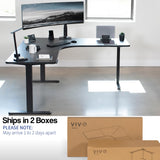 Height Adjustable 71 x 71 inch Curved Corner Stand Up Desk, Black Table Top, Black Frame, Memory Controller