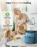 Nuwave Brio Plus Air Fryer 8 Qt, New & Improved, PFAS-FREE, 7 Digital One-Touch Cook Functions that AIR FRY, BAKE, ROAST, DEHYDRATE, TOAST, REHEAT, PREHEAT, 150 Presets, 50°F~400°F (Cozy Blue)