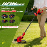 HEINPRO Cordless String Trimmer Compatible with Milwaukee M18 Battery, 12" Electric Weed Wacker, Auto Line Feed, Weed Eater Battery Powered Grass Trimmer, w/ 6 Line Spools, Red (Tool Only)