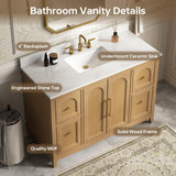 DELUXE LIVING 48 Inch Bathroom Vanity with Sink, Fully Assembled, Light Oak