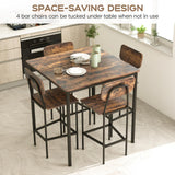 Giantex 5-Piece Dining Table Set W/Counter Height Table & 4 Bar Stools, Industrial Kitchen Dining Set W/Footrest & Backrest