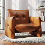 NessCarsti Lazy Chic Single Sofa, Button Tufted Deep Seat Chair, Orange