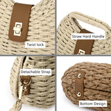 Women Straw Crossbody Bags,Summer Straw Purses with Chain,Beach Tote Shoulder Handbags Handmade Woven Bag (white)