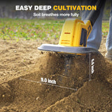 Alloyman 20V Cordless Tiller Cultivator, 360RPM Electric Garden Tiller, with 2 * 2.0Ah Batteries & Charger, 9In Tilling Width and 6.6In Depth