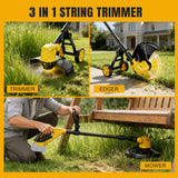 3 in 1 Cordless String Trimmer Compatible with Dewalt 20V Battery (NO Battery), 14" Electric Weed Wacker with Wheel, Lightweight Battery Powered Weed Eater/Edger Trimmer/Grass Trimmer w/8 Line Spools