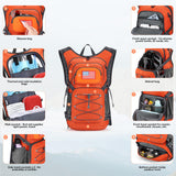 Maelstrom Hydration Hiking Backpack with 2L/3L Water Bladder, Water Running Backpack Men Women Lightweight Insulation for Hiking, Cycling, Running, Climbing, Camping (2.Orange, 2L Bladder)