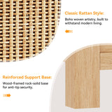 Natural Rattan Dresser for Bedroom with 5 Drawers, Wood Boho Chest of Drawers with Gold Metal Handle, Matte Top Bedroom Tall Dresser with Large Drawers for Living Room, Closet, Hallway, (Nartual)