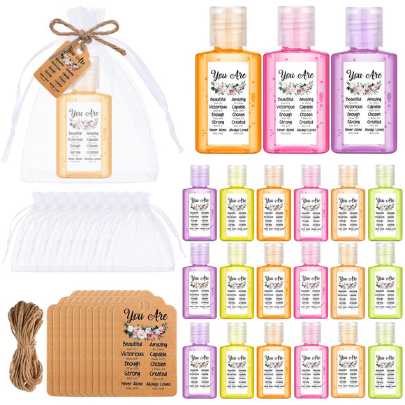 Frienda 24 Sets Christian Hand Sanitizer Gift Set Bible Verse Travel Size Hand Sanitizers Christian Gift Bulk for Church Mini Hand Sanitizer for Homeless Nursing Home Appreciation Gifts for Coworker Frienda