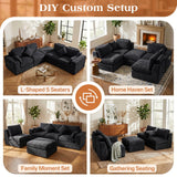 Vellorise 136" Cloud Modular Sectional Sofa with Detachable Seat Cushion