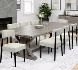 BONBEUR Wooden Dining Chairs Set of 8, Upholstered Kitchen Chairs with Solid Rubberwood Legs, Modern Farmhouse Dining Room Chairs, Cream White Linen Fabric & Black Legs