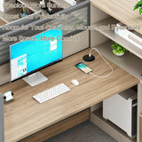 Modern Cubicle Office Workstation Desk with Privacy Panels, Modular Multi-Person Partition Desk, Computer Desk with Storage & for Office, Call Center & Team Workspace (C-Left, 1 P)