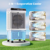 AKIRES 1800CFM Swamp Cooler,3-IN-1 Evaporative Air Cooler with 5.3 Gal Water Tank,6 Ice Packs,Evaporative Cooler with 12H Timer,2 Modes,3 Speeds,120°Oscillation，Cooling Fan for Indoor,Outdoor(31IN)