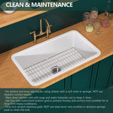 Miuara White Undermount Kitchen Sink 32 Inch - Large Topmount Fireclay Drop In Sink 32"x19"x10", Dual Mount Heavy Duty Deep Single Bowl, with 2 Custom Accessories, Glossy White, for Kitchen