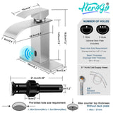 Herogo Touchless Bathroom Sink Faucet, Automatic Sensor Brushed Nickel Waterfall Stainless Steel Bathroom Faucet with Brass Pop Up Drain for Vanity RV Lavatory Farmhouse