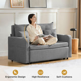 Busaurus Convertible Sleeper Sofa Bed, 56" Full Size Loveseat Sleeper Sofa, Comfy Pull Out Couch Bed with 4 Pillows, Pocket, USB, Small Couches for Small Spaces, Living Room, Bedroom, Apartment, Grey