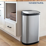 13 Gallon Oval Automatic Trash Can, 50L Touchless Motion Sensor Garbage Can with Odor-Sealing Lid & One-Touch Manual Mode