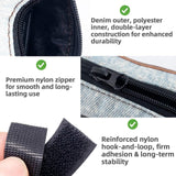 Naibeilerye Outdoor Dog Poop Bag Holder & Dispenser, Double Layer Denim Pouch, Sturdy POM Hook & Secure Fastening Design, Hanging Storage Bag for Dog Leash Hiking Travel(Light denim)