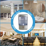 PLUSSEN Automatic Sensor Soap Dispenser Wall Mount Silver, Touchless Induction Hand Sanitizer Dispenser for Bathroom with Gel or Liquid, 20 Oz