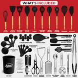 50 PCS Silicone Kitchen Utensils Set Complete Kitchen Set - 800°F Heat Resistant Non-Stick Premium Cooking Utensils, Silicone Spatula Set