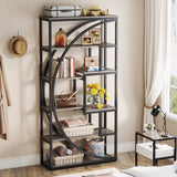 Tribesigns Bookshelf, Industrial 5-Tier Etagere Bookcase, 70.8" Tall Bookshelf with 8 Storage Shelf, Book Shelf Display Tack Shelving Unit for Home Office (Vintage Grey,2PC)