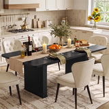 LEYAOYAO Extendable Dining Table for 4-6,63"–79" with Fluted Base(Black)