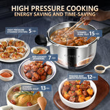 6.34QT Stainless Steel Pressure Cooker, Heavy Duty Commercial Grade, Fast Cooking, Multi-Purpose, Induction & Gas Compatible,olla de presion,para cocinar,instant pot