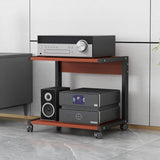 Multima HiFi nd with Wheels 2-Tier Wooden TV Shelves for Printer & Sto Ideal Small Fur for Living Room Game Room Office (Teak 50x40 cm)