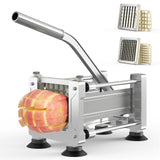 Sunvivi French Fry Cutter Stainless Steel Potato Slicer : with 2 Replaceable blades (1/2 & 3/8 Inch), Professional Fries Cutter for Potatoes, Carrots, Cucumber, Onion, Yam