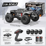 Womaqu RC Cars 1:14 4WD Off-Road RC Monster Truck High Speed 40 km/h, 4x4 Remote Control Car with 2 Rechargeable 1300mAh Batteries and 2 Sets of Tires for Adults & Boys