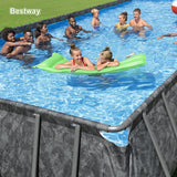 Bestway APX 365 18' x 9' x 52" Above Ground Pool, Rectangular Metal Frame Outdoor Swimming Pool Set with Sand Filter Pump, Ladder, and Cover, Dark Marble