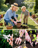Gardening Tools, 10-Piece Gardening Gift Set for Women, Rust-Proof & Heavy-Duty Tools with Floral Organizer Bag