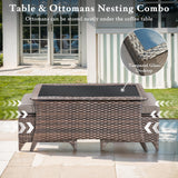 moosprr Luxury High Back Outdoor Furniture with 6-inch Extra Thick Cushions, Patio Furniture Set with Swivel Chairs, 7 PCS Wicker Conversation Set for Yard, Deck, Poolside, Brown/Grey
