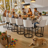 Ollega 26" White Counter Height Bar Stools Set of 6, Anti-Pinch Swivel