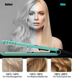 Mnsyflns 2 in 1 Hair Straightener and Curler-15s Fast Heating Ceramic Flat Iron, LCD Temp Display, Wide Plates for Short/Long Hair, Portable Travel Straightener with Heat-Resistant Glove & Clips,Green