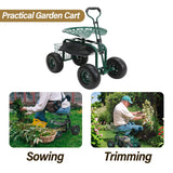 Garden Cart with Seat on Wheels Rolling Gardening Stool with Wheels Heavy Duty for Planting with 360 Degree Swivel