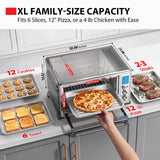TOSHIBA 10-in-1 Convection Toaster Oven, 6-Slice Countertop Oven, 1500W with Toast, Bake, Broil, Rotisserie & Pizza Functions, LCD Knob Controls, 6 Accessories, Stainless Steel