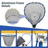 SEASPRO Telescoping Fishing Net Blue Aluminum Alloy Rubber Fish Net - Adjustable Length Lightweight Foldable Large Fishing Net with Handle Collapsible Extendable Fishing Accessories