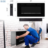 Xbeauty 50 inch Wall Mounted Recessed Electric Fireplace Insert, Ultra-Thin Lightweight LED Flush Mount Linear Fireplace Heater, Fit 2x4&2x6 Stud w/Touch Screen,Remote Control,750W-1500W,Black