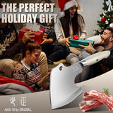 DRGSKL Meat Cleaver Heavy Duty - Bone Chopper, Hand Forged Kitchen Axe with Full Tang Handle, Bone Chopping Knife, Japanese Butcher Knife for Meat Cutting, Kitchen Gift for Men
