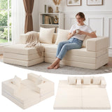 96" Boneless Couch for Living Room,Oversized Modular Sectional Sofa Bed,Modern Folding Cloud Couch with L-Shape Chaise,Convertible Sleeper Sofa,Corduroy Futon for Small Spaces Apartment,No Assembly