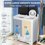 30Lbs Capacity Portable Washing Machine Nictemaw Twin Tub Compact Laundry Machine with Built-in Drain Pump, Washer and Spin Dryer Combo (19Lbs+11Lbs), Mini Washing Machine for Apartments, Dorms, RVs