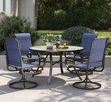 5 Piece Patio Dining Set with 4 Outdoor Swivel Dining Chairs & 1 Large Round Dining Table
