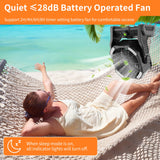 TDLOL Battery Powered Fan, 20000mAh Coldless Fan Rechargeable Fan Portable,270°Head Rotation Camping Fan with LED Light & Hook,Quiet USB Table Fan Battery Operated Fan Camping Fan for Tents Black X26
