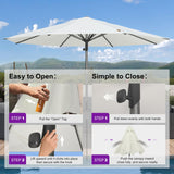 PURPLE LEAF Commercial Market Table Umbrella 13 FT Semi Auto Lift, White