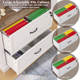 Wood File Cabinet with Hanging File Folders,Top Drawer Lockable,Lateral Filing Cabinet for Home Office Compatible with Letter